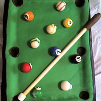 Pool Table Cake I used 3 inch cake columns and covered them in chocolate for the "legs" of the pool table. I found this cake online somewere.......