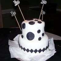 Black And White Cake This cake was done in a rush for my husband's suprise party! It is layered with white velvet cake and triple chocolate cake and...