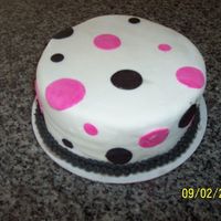 Pink And Black Polka Dots This is a chocolate velvet cake with chocolate buttercream filling. The fondant and decorations are MMF.