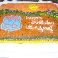 Grandpa Route 66 Birthday Cake My 4 yr old wanted to make his grandpa a route 66 cake because granpa turned 66. I was really having a hard time with frosting this cake. I...