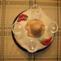 Mexican Cake- Top View Got this idea from ShirleyW, original design by Wilton. My housemate was turning 21 and requested a Mexican themed cake, this was perfect....