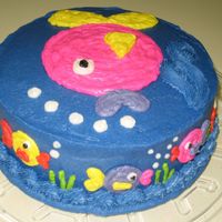 Birthday Fish Double layer white cake with buttercream frosting and fun fish.