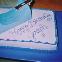 Skateboarding Skateboard ramp shaped from angel food loaf. Sorry.....finger skateboard purchased toy.