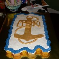 Anchor Cake I made this for 2 brand new Navy Chiefs. I had never worked with fondant before this. The anchor was cut out free hand as with the letters...