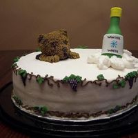 Groundhog's Day Wine Tasting Cake White cake with champagne buttercream frosting and filling. The groundhog is made of cake and the wine bottle is fondant. This was for a...