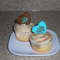 Bridal Shower Cupcakes Tiramisu cupcakes with marscapone buttercream and fondant hearts.Recipe for marscapone buttercream: 12 tablespoons unsalted butter, room...