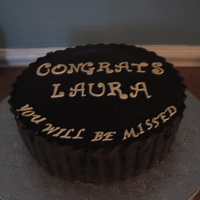 Reese's Peanut Butter Cup Choc cake, PB mouse, ganache. sides are choc fondant