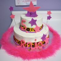 Cheetah Girls Cake for a little girl's 5th birthday with a Cheetah Girls theme. First time using my clay extruder....I need to practice! The little...