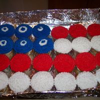 Flag Cupcakes buttercream icing I used tip# 21 to ice each cupcake in stars
