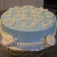 Birthday Cake For A Friend Used scroll press on the top. White roses and bead border.