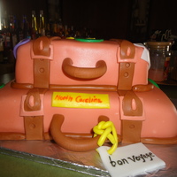 Going Away Luggage Cake All Fondant trim....