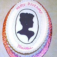 Martha's Cameo Cake Chocolate cake with BC and fondant accents.