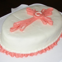 Girl Baptism I made this cake for my daughters baptism. I had a hard time smoothing out the fondant and them once I made the cross I couldn't get...