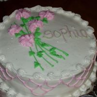 Sweet Pea Cake 9" round, chocolate cake with cream cheese filling and buttercream on outside. First time doing sweet peas.