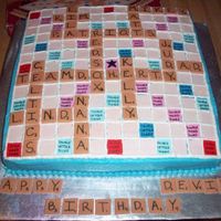 Scrabble Cake Butter cream frosting fiondant s quares