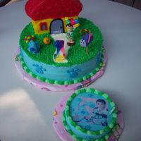 Blues Clues All buttercream except figures. Steve & Blue plastic. Ball & mailbox are Fondant.