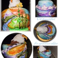 America The Beautiful This is my first attempt at topsy turvy, my first time to try to paint fondant, and first icing sculpture with the eagle head. Thank you...