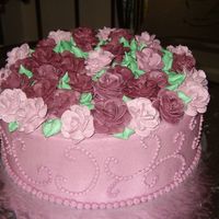 Brimming With Roses This cake was taken from the cover of the Wilton "Decorating Cakes" book. A friend of mine at work saw the book and asked if i...