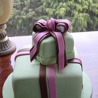 Present Cake! All fondant, 8" and 4" squares with bow. TFL