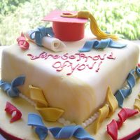 Graduation Cake. Big thanks to sugar creations becouse I based my cake in one of her disigns.All MMF decorations, 8" square cakeThanks for looking