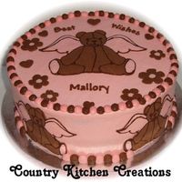 Pink And Brown Teddy Bear Shower 10" round triple chocolate fudge cake- FBCT teddy bear angels- made for my cousin- she loved it