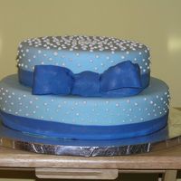 Blue Birdal Shower Champagne Cake w/ Strawberry Buttercream, Fondant Bow
