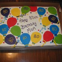 Balloons Sheet This is the second of two sheet cakes. Half white half chocolate. Candy clay balloons on BC. They matched the napkins.