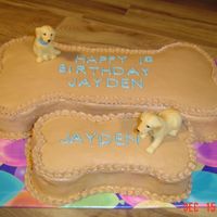 Dog Bisucit Cake Half cherry chip half marble, buttercream except for the dog. One smash cake cherry chip.This was easy and a fun cake to do.