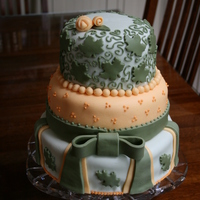 Fall Tiered Cake This was made for Fall themed Bridal Shower. I was given an invitation that was cantaloupe and sage with leaves embossed on it, for...