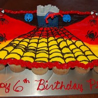 Spider Man Cupcake Cake My friends little boy wanted a spiderman cake for his birthday so I made him a cupcake cake and they loved it. All buttercream icing and...