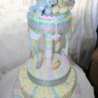Baby Shower Carousel fondant ribbon on butter cream 14" cake