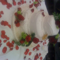 Fresh Flowers All jamaican fruit cakes. I loved this cake - the table was decorated by someone else, I was impressed by his work...