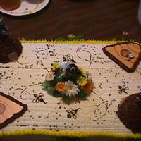 Bee Hive Bee hives are cake also this was the first cake me and my friend every decorated The bees on hives are made from pom poms