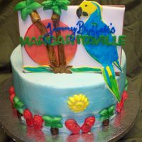 Margaritaville Main focus was to be the Margaritaville sign.... All in fondant. The for the borders I molded trees and flip flops out of fondant then...