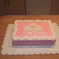Pink Crown Cake Iced in BC with fondant crown cut out by hand.