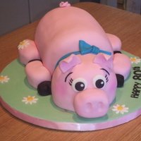 Pink Piggy Birthday fondant covered chocolate fudge cake done for a grandma who loves pigs!