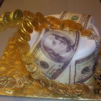 Money Cake Saw some slot machine cakes and loved the way the coins flew around the cake..so...here is my version on a Birthday Money cake