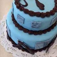 Blue Marbled Birthday Cake Original design. Chocolate designs with fondant. Marbleized pieces.