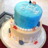Beach Birthday Cake This is an original cake. All fondant. Can be used for birthdays or any summer event.
