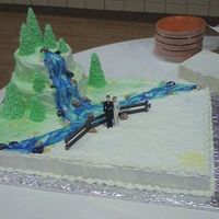 Waterfall Wedding Cake Carrot Cake and Cream Cheese Frosting, full sheet wedding cake with a single 6" & 8" layers. Edible candy rocks and christmas...