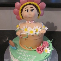 Daisy 9" bottom and 6" flower pot. Face was made out of styrofoam.