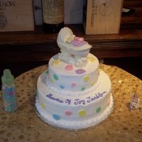 Pastel Dots Vanilla buttercream with pastel fondant dots. the carriage on top is white chocolate.