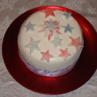 Round Star Cake fruit cake covered with fondant.