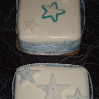 Blue Stars fruit cake covered with fondant.