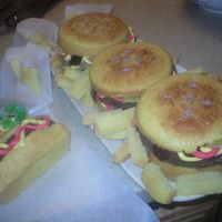 Haburger And Hot Dog W/ Fries Cake Yeah that's a cakeAnd i am only 15 years old