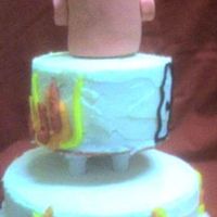 Fire Hydrant Cake my first tiered cake. i didn't get a final picture after i got it delivered and piped the last borders, etc... i could kick myself!