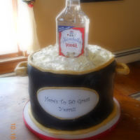 50Th Birthday Another idea i saw here on cc. Bucket is covered in fondant, ice is made of sugar, real bottle of vodka.