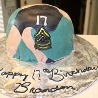 Army Helmet This cake was baked in the Pampered Chef mix and measure bowl and then I just cut it down. The icing is fondant theat I colored and...