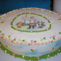 Classic Winnie The Pooh Baby Shower Cake Double layer, white cake with chocolate bavarian filling and buttercream frosting, for my daughter in law's shower. The picture is...