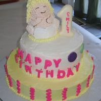 Baby's First B-Day This was for the child of a dear friend, made the day before we were moving 1200 miles away! 2 tiers were yellow, with the smash cake...